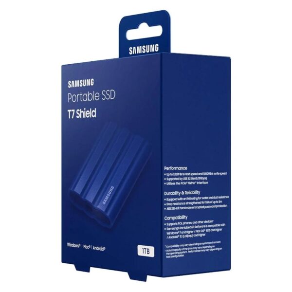 samsung t7 shield ssd externo 1tb nvme usb3.2 azul