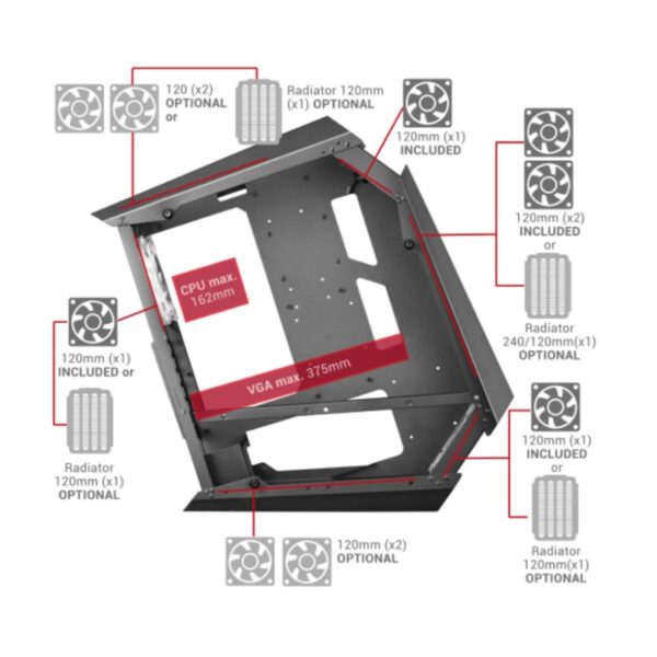 marsgaming mc51 premium atx case, 5x 12cm argb, re