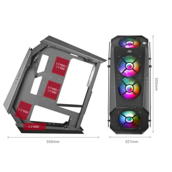 marsgaming mc51 premium atx case, 5x 12cm argb, re