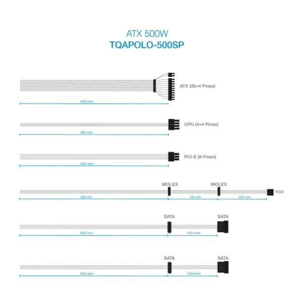 tooq fuente alimentación tqapolo-500sp 500w pfc