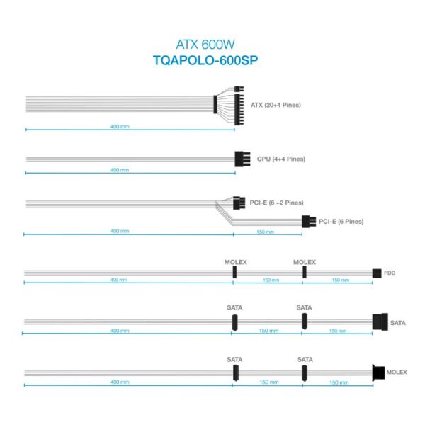 tooq fuente alimentación tqapolo-600sp 600w- 2