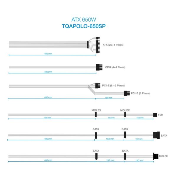 tooq fuente alimentación tqapolo-650sp 650w- 2